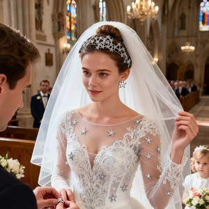 Elegantes Braut-Tiara und Ohrringe Set mit silbernen Sternen für den Hochzeitstag