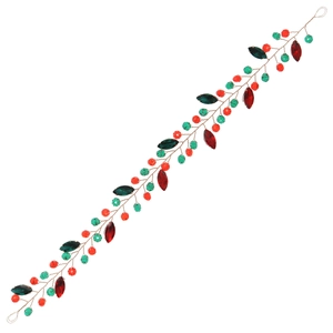 Serre-tête de Noël élégant avec cristaux rouges et verts sur fil doré tressé