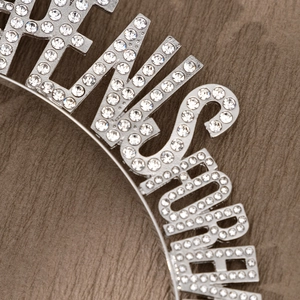 Stylish silver rhinestone headband with 'NEW YORK' letter design for party wear