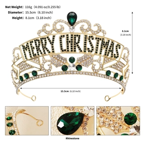 Detail view of gold Christmas crown showing size 15.5cm diameter and 116g weight