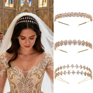 Luxury Zirconia Hair Band Bridal Headwear For Women Copper Alloy Floral Petal Headband Wedding Party Birthday Hair Accessories