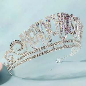 Serre-tête couronne strass Merry Christmas argenté pour accessoires de fête de Noël
