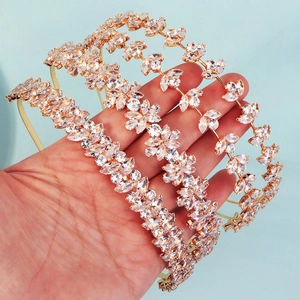Elegant gold plated headband with sparkling marquise cut zircon for bridal parties