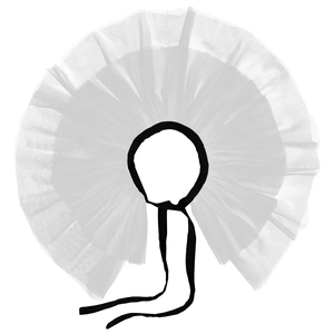 White multi-layered tulle ruff collar with long black ribbons for Halloween costume