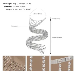 Spécifications de taille pour serre-tête à franges en strass avec mesures précises