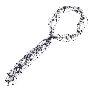 Macro view of multi-layered black beaded hairband with elegant tiered fringe detail