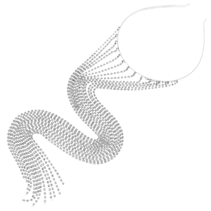 Serre-tête étincelant à longues franges de strass argentés pour coiffure élégante