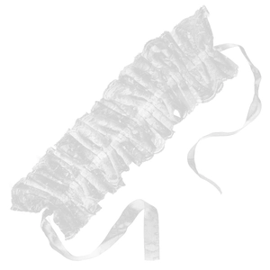 Elegant white lace clown ruff collar with satin ribbons for party and costume decor