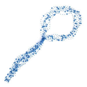 Detailed view of dark blue beaded chain with metallic finish for bridal hair design