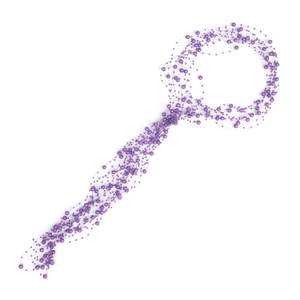 Detail of multi-strand purple pearl beaded headband for bridal and wedding hair design