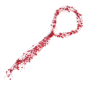 Macro shot of multi-strand bridal hairband with red beads and handcrafted pearl design