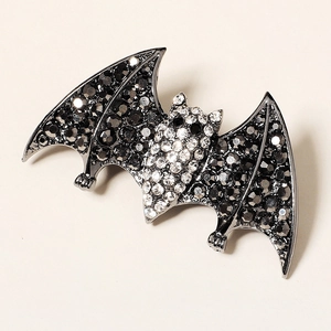 Gothic bat hair clip with black and white rhinestones for Halloween costume party styling