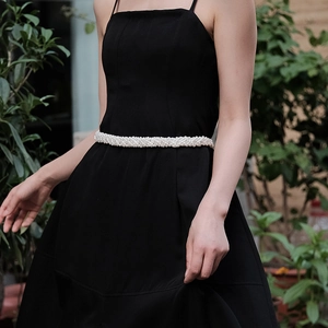 Women Elegant Bridal Artificial Pearl Belt Hand Sewn Imitation Artificial Pearl Wedding Dress Sash With Satin Ribbon For Evening Party