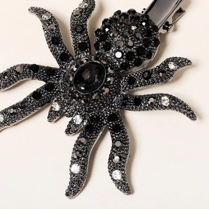 Gothic black crystal spider hair clip with rhinestones for Halloween party hair styling