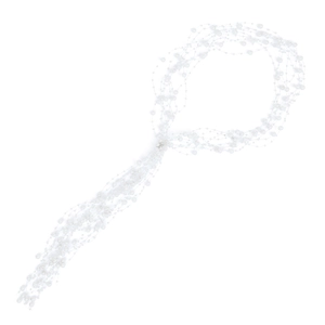 Detail of elegant multi-layer pearl tassel bridal hairband with handmade white pearls