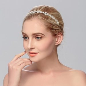 Sparkling silver crystal leaf headband for bridal wedding or elegant daily wear for women