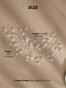 Guide des tailles montrant la longueur 27cm et hauteur 6cm du bandeau de mariée en cristal