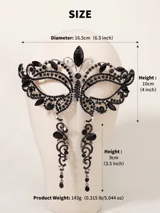 Spécifications de taille pour le masque de mascarade noir et l'ensemble de boucles