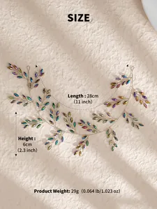Tableau des tailles détaillé montrant 28 cm de long pour serre-tête mariée en cristal