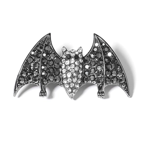 Gothic bat hair clip with sparkling black and white rhinestones for Halloween parties