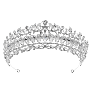 Luxurious bridal tiara crown with marquise rhinestones and pear crystals for weddings