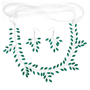 Parure de mariage faite main avec vigne à cheveux en cristal émeraude et boucles argent