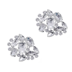 Makro-Detail luxuriöser abnehmbarer Schuhclips mit strahlendem Strass-Cluster und Silberbasis