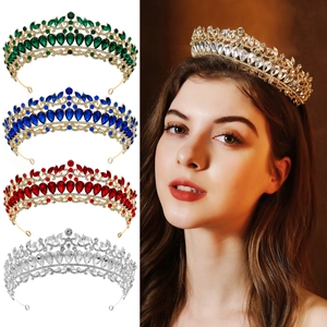Luxury Vintage Baroque Alloy Rhinestone Bridal Crown Tiara For Women Wedding Party Birthday Queen Princess Hair Accessories
