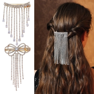 Pince à Cheveux Nœud Papillon Gland Style Coréen Alliage Strass Zircon Épingle à Cheveux pour Mariage Fête Femme Accessoires