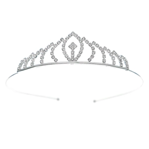 Detailed view of kids princess crown headband with silver alloy and sparkling rhinestones