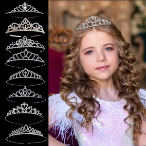 Corona de Diamantes de Imitación para Niños Tiara de Aleación Cristal Diadema de Princesa para Niñas Cumpleaños Boda Fiesta Plata