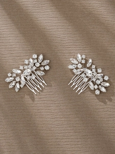 Détails de peignes à cheveux de mariée avec strass et alliage argenté pour la coiffure