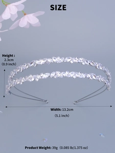 Size specifications of the double layer zircon headband with 2.3cm height and 13.2cm width