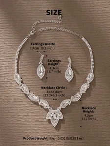 Tabla de tallas con medidas de collar y pendientes para conjunto de joyas de novia en cuero
