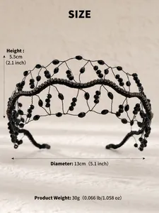 Spécifications détaillées de taille pour le serre-tête baroque perlé avec dimensions