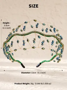 Tableau des tailles détaillé montrant 5,5cm de hauteur et 13cm de diamètre du serre-tête