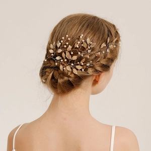Vigne de Cheveux Mariée Fait Main Feuille Alliage Or Argent Künstliche Perle Fleur Serre-tête pour Mariage Fête Femme Accessoires Cheveux