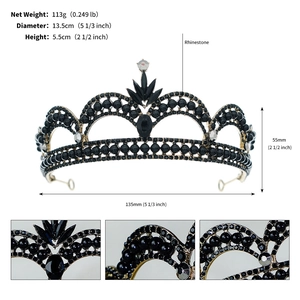 Detailed specs of the vintage black bridal tiara with weight and size dimensions