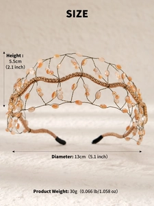 Détails d'un serre-tête baroque fait main avec dimensions et informations de poids
