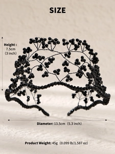 Dimensions de la couronne de perles noires baroques avec détails sur la taille et le poids