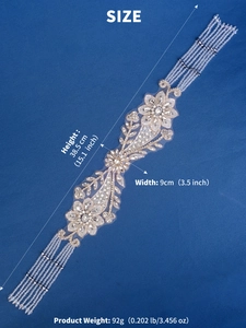 Detailed view of rhinestone crystal applique for wedding dress belts and hair accessories