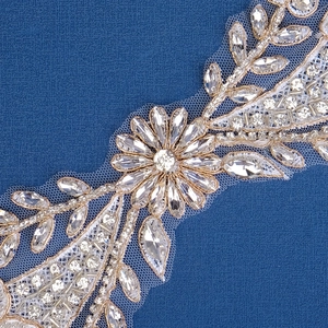 Exquisite rhinestone flower vine hair chain with crystal beads and silver leaf tassels