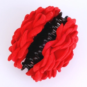 Grande molletta per capelli a rosa con petali rossi e clip nera lucida per capelli