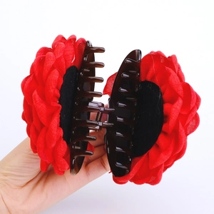Grande molletta per capelli a forma di rosa rossa per eleganti acconciature