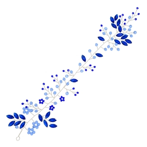 Serre-tête de mariée fait main avec fil d'argent et fleurs de cristal bleu élégant