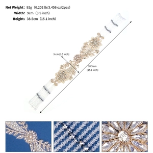 Detailed macro view of hand-sewn silver bridal headband with crystal floral rhinestones