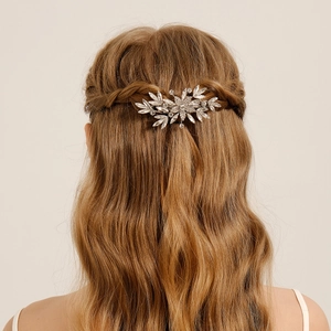Korean Light Luxury Shiny Rhinestone Flower Star Hair Clip Elegant Metal Duckbill Side Clip Fashion Hair Accessories For Women Wedding