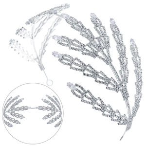 Serre-tête de mariée de luxe avec motif plume et feuille orné de cristaux brillants