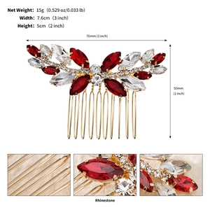 Détails du peigne à cheveux mariée de 7,6x5cm et 15g avec finition dorée élégante