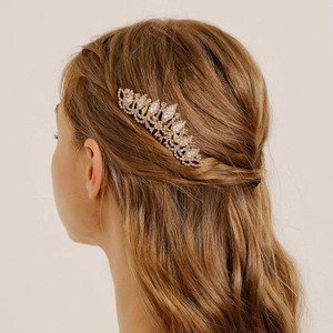 Elegante Pettine per Capelli con Strass Marquise Copricapo da Sposa Matrimonio Gioielli per Capelli in Lega di Cristallo Donna Festa